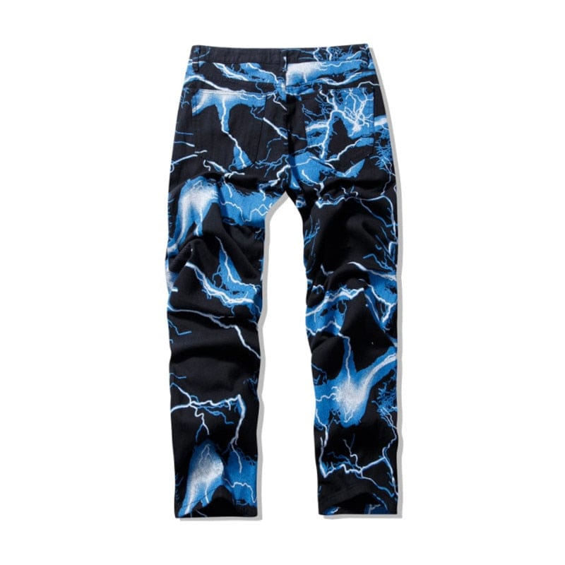 Lightning Print Tie Dye Jeans