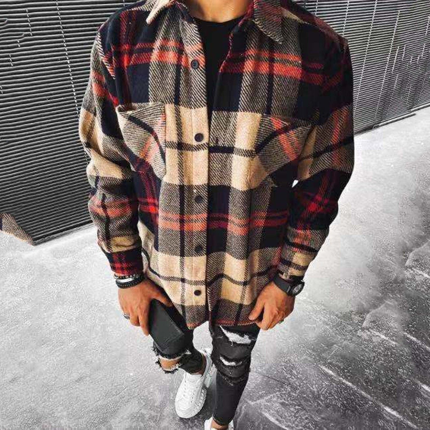 Men's Plaid Woolen Jacket