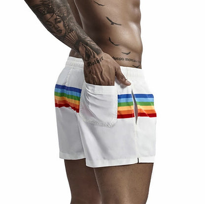 Men Rainbow Striped Shorts