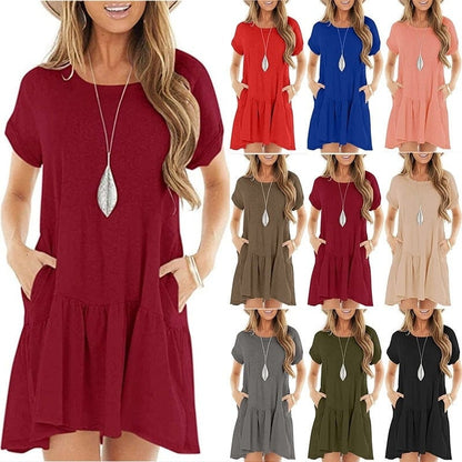 Women's Short Sleeve Patchwork Dress