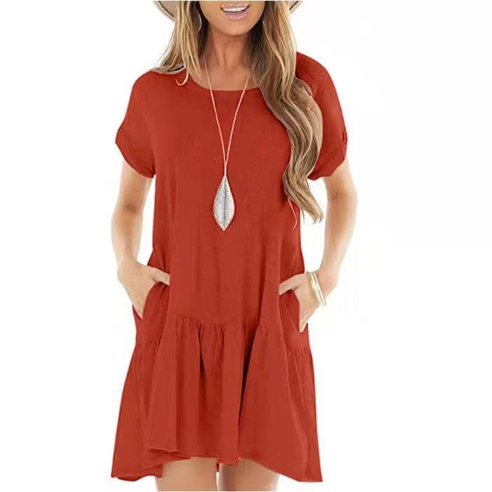 Women's Short Sleeve Patchwork Dress