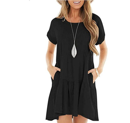 Women's Short Sleeve Patchwork Dress