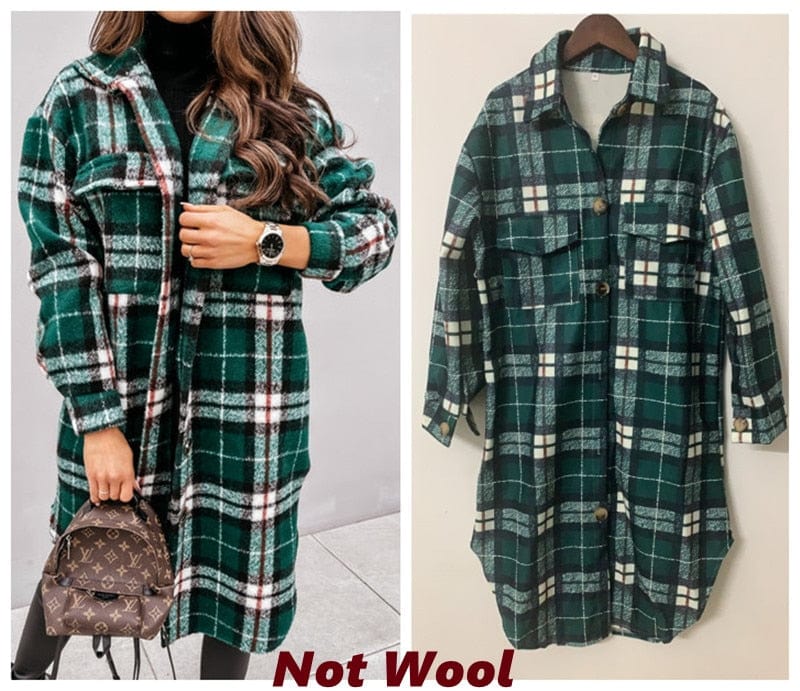 Women Checkered Cardigan Shirt