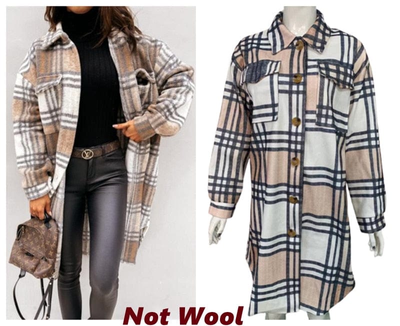 Women Checkered Cardigan Shirt