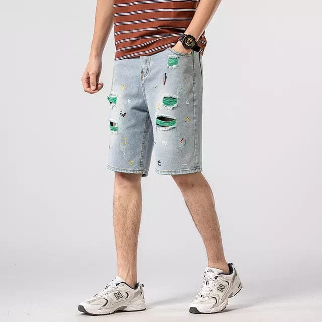 Mens Ripped Short Jeans