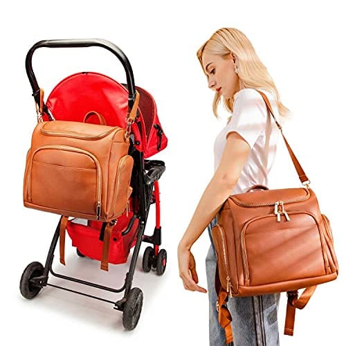 7-in-1 Baby Diaper Leather Bag