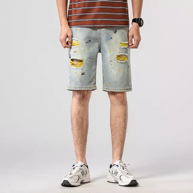 Mens Ripped Short Jeans