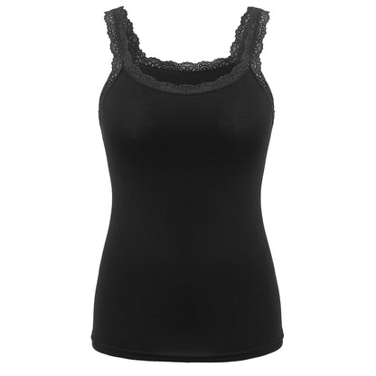 Women Solid Lace Strap Tank Top