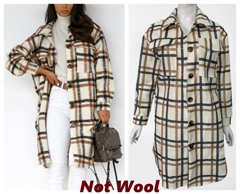 Women Checkered Cardigan Shirt