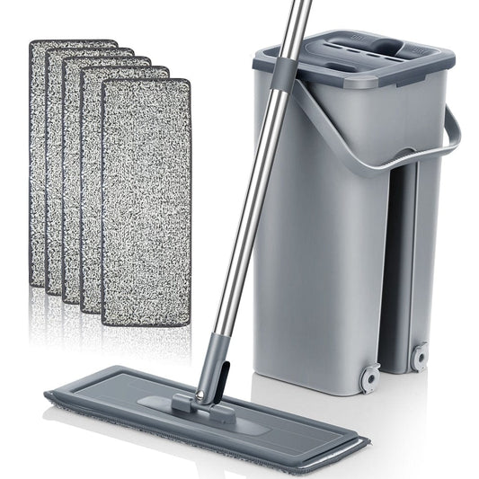 Hand Free Flat Floor Mop And Bucket