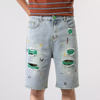 Mens Ripped Short Jeans