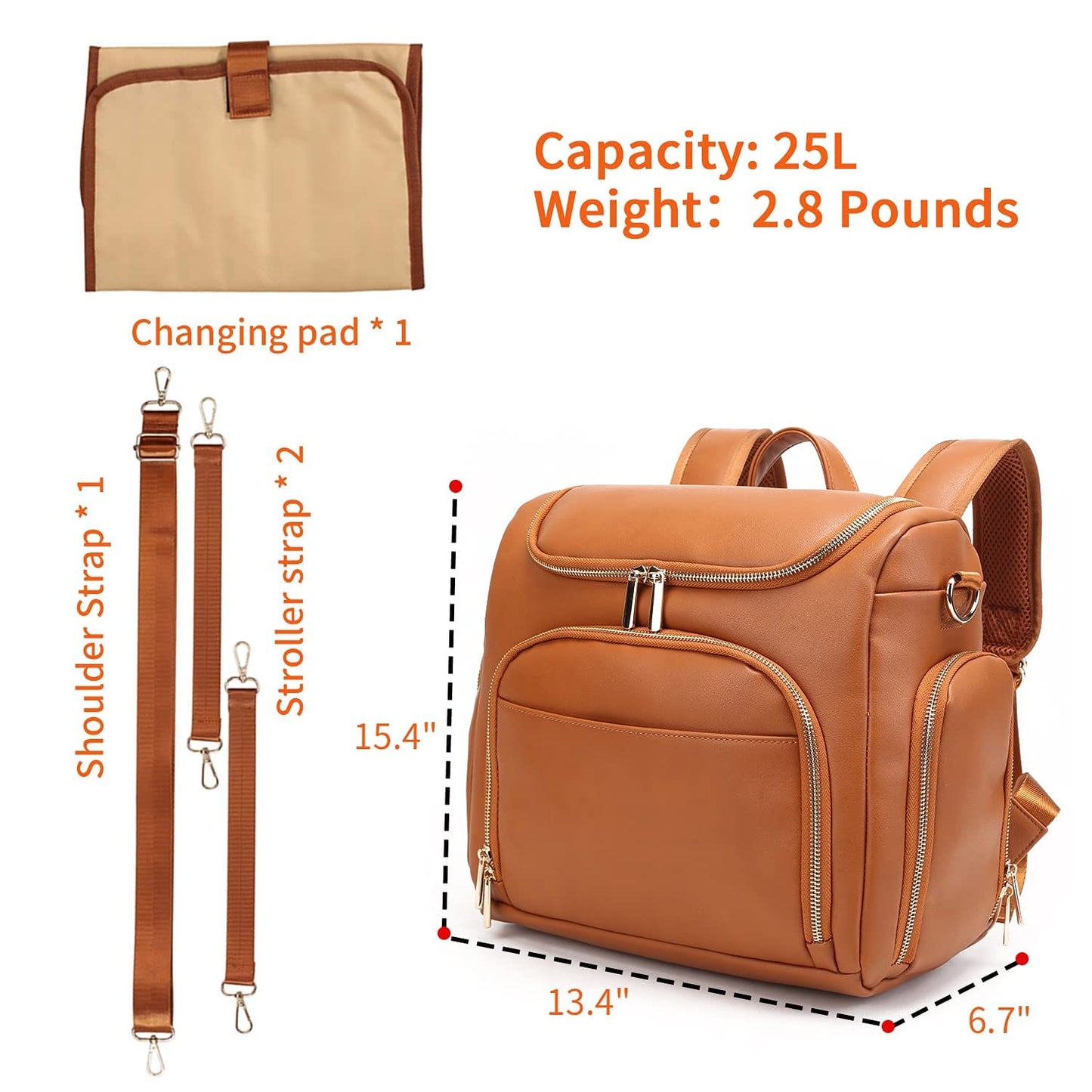 7-in-1 Baby Diaper Leather Bag