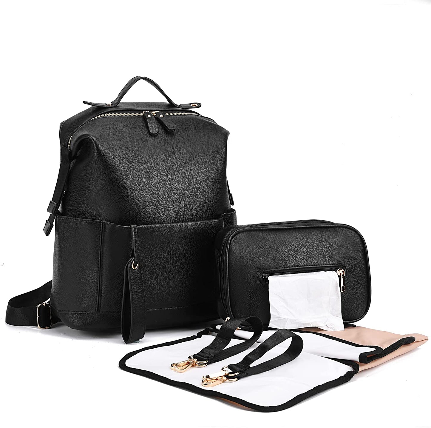 7-in-1 Baby Diaper Leather Bag