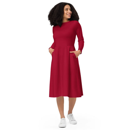 Women long sleeve midi dress