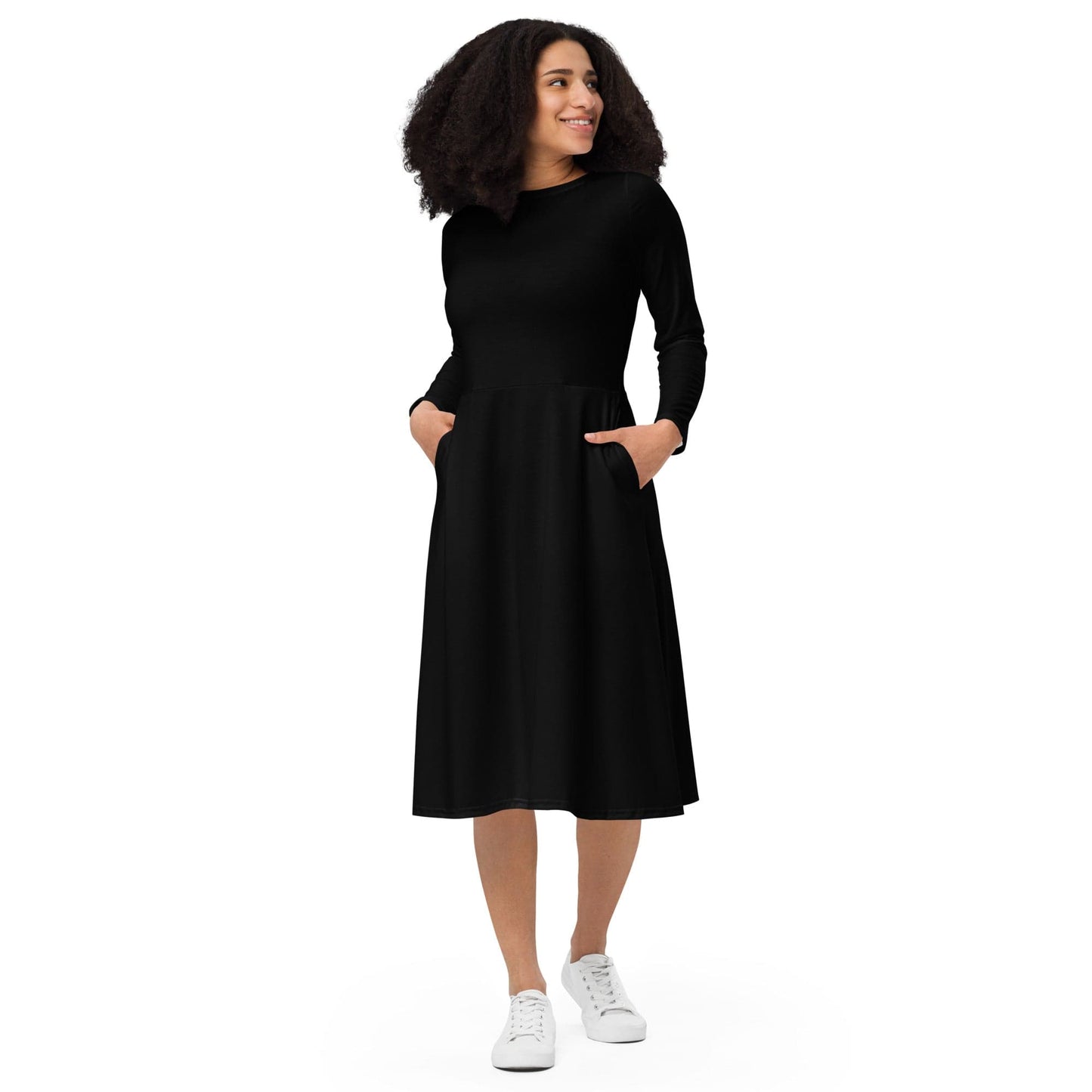 Women long sleeve midi dress