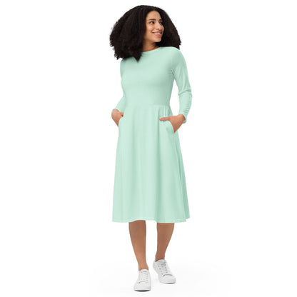 Women long sleeve midi dress