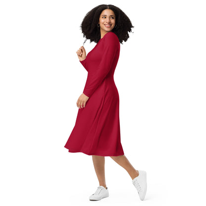 Women long sleeve midi dress