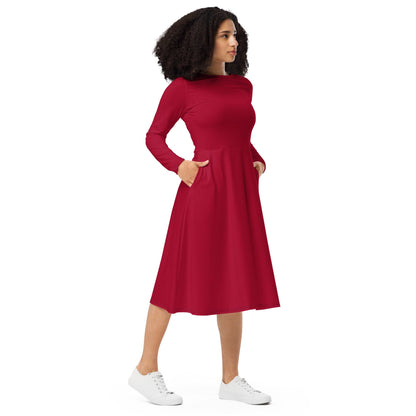 Women long sleeve midi dress