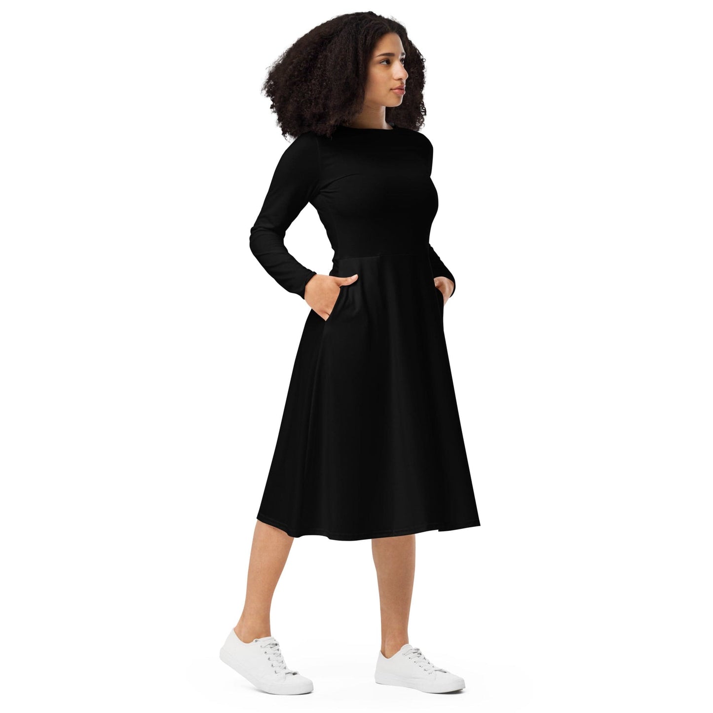 Women long sleeve midi dress