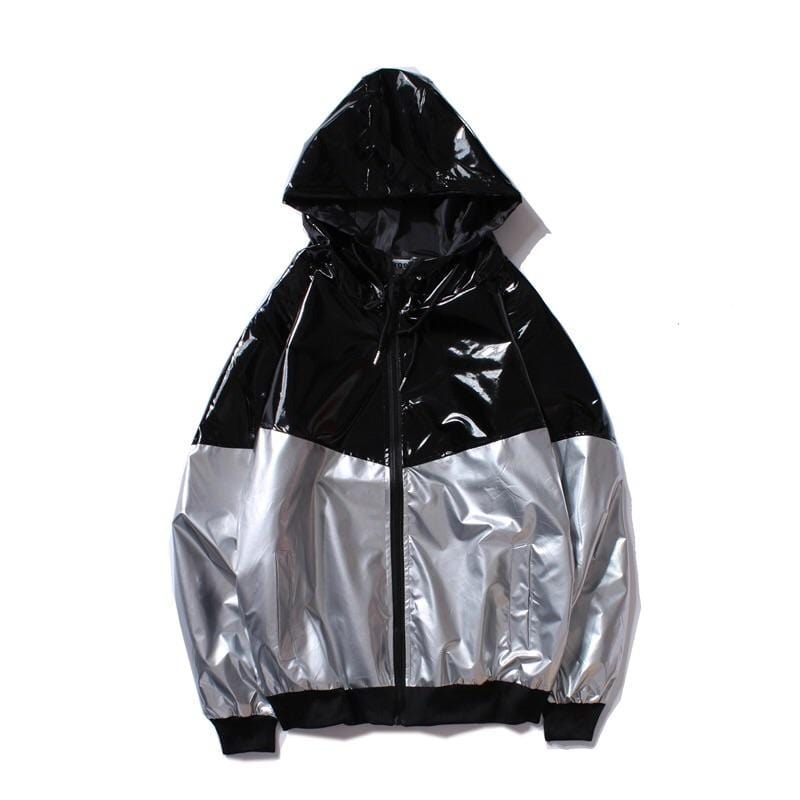 Men’s Hooded Patchwork Windbreaker Jacket