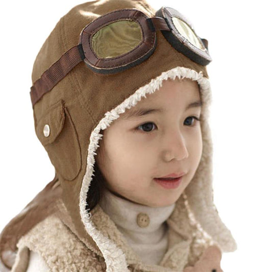 Warm Children Hat Autumn Winter Velvet Fashion Pilot Hat for 2-7 Years old Boys and Girls Kids Cotton Fashion Caps