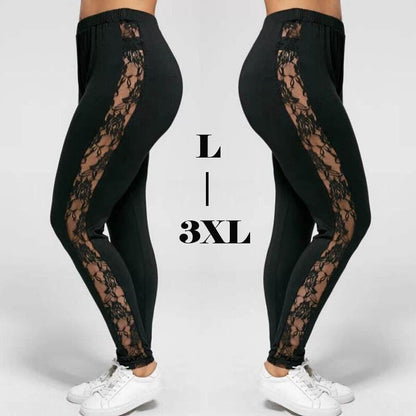 Women Lace Flower Print Yoga Pants