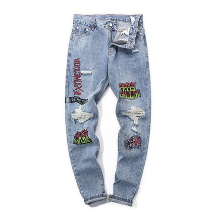 Graffiti Ripped Hole jeans