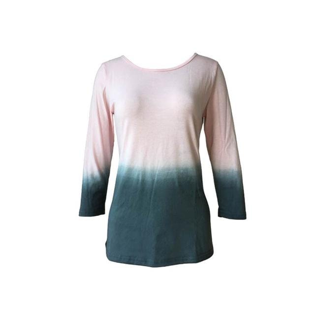 Womens Plus Size Pink Blue Gradient Tie-dye Shirt