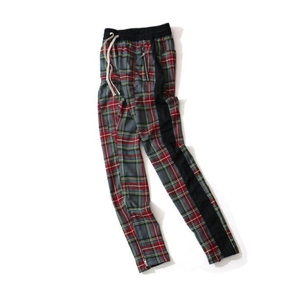 Mens Vintage Plaid Ankle Zipper Pants