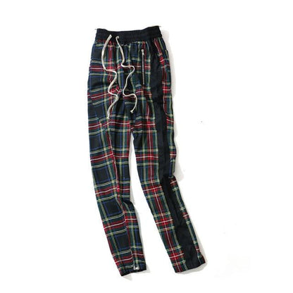 Mens Vintage Plaid Ankle Zipper Pants