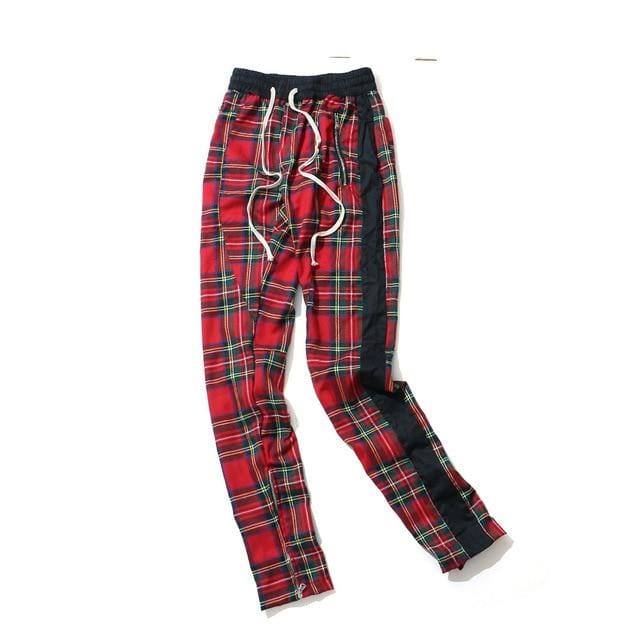 Mens Vintage Plaid Ankle Zipper Pants