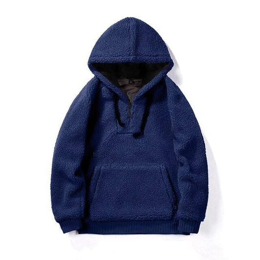 Men Solid Color Wool Hoodie