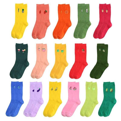 Funny Fruit Embroidery Ankle Cotton Socks