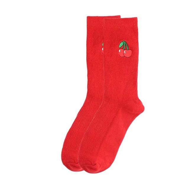 Funny Fruit Embroidery Ankle Cotton Socks