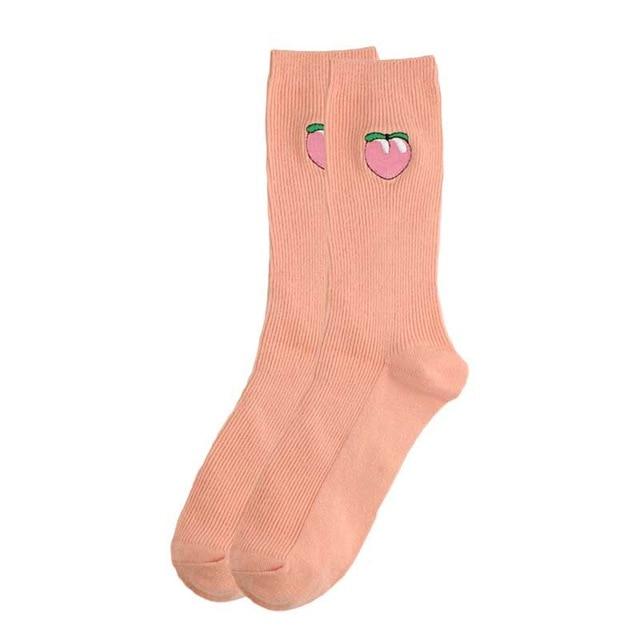 Funny Fruit Embroidery Ankle Cotton Socks