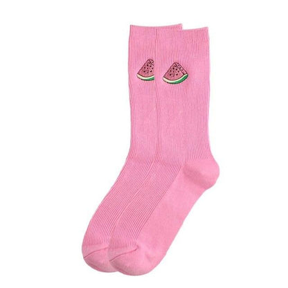 Funny Fruit Embroidery Ankle Cotton Socks