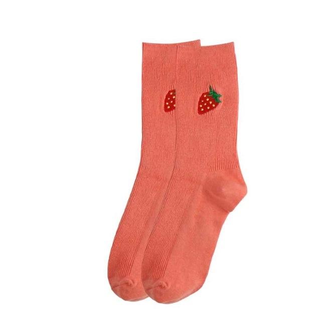 Funny Fruit Embroidery Ankle Cotton Socks