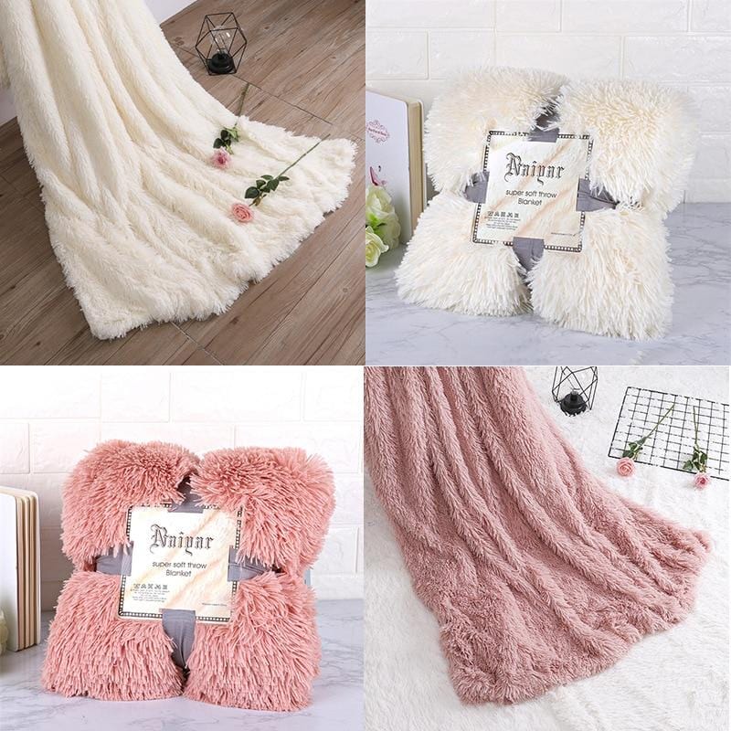 Super Soft Fuzzy Fur Faux Elegant Cozy Throw Blanket