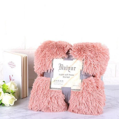 Super Soft Fuzzy Fur Faux Elegant Cozy Throw Blanket