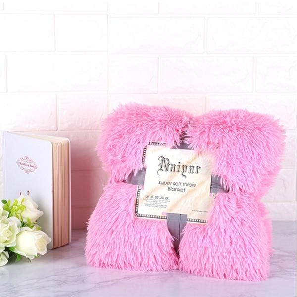 Super Soft Fuzzy Fur Faux Elegant Cozy Throw Blanket