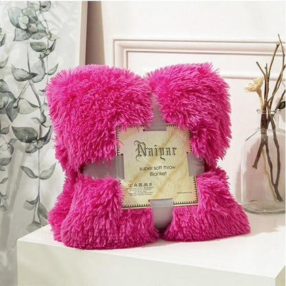 Super Soft Fuzzy Fur Faux Elegant Cozy Throw Blanket