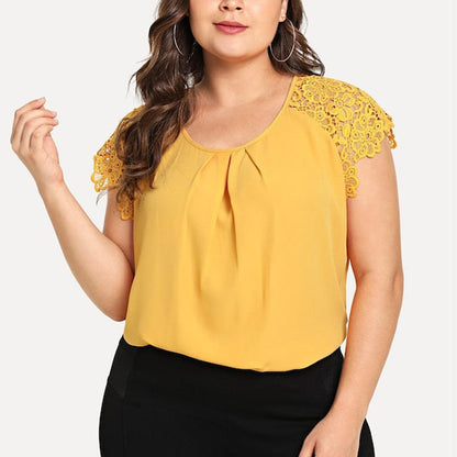 Fashion Plus Size Floral Lace Blouse