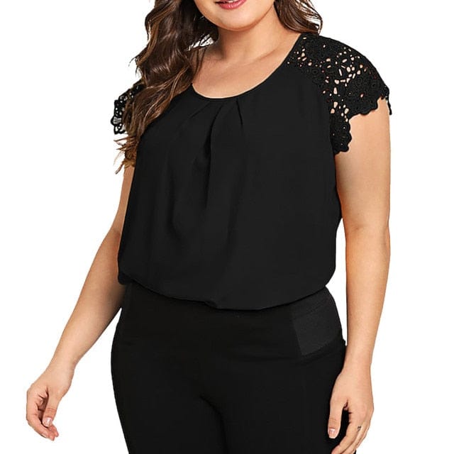 Fashion Plus Size Floral Lace Blouse