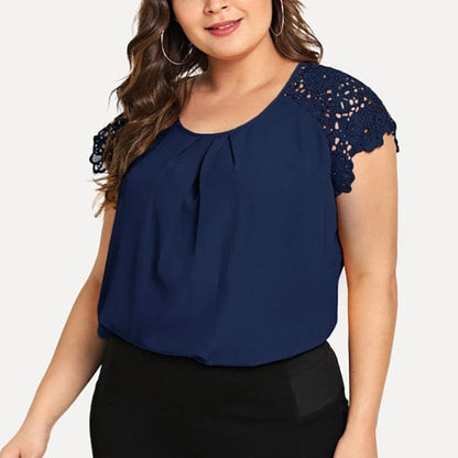 Fashion Plus Size Floral Lace Blouse