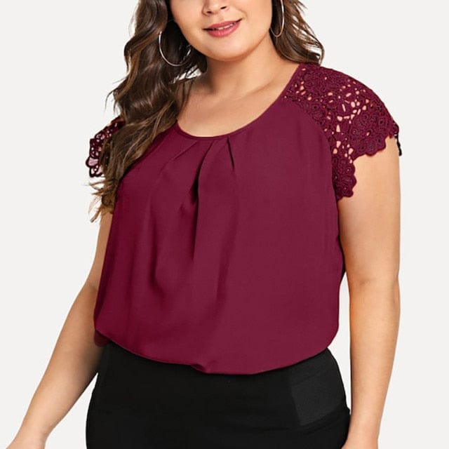 Fashion Plus Size Floral Lace Blouse