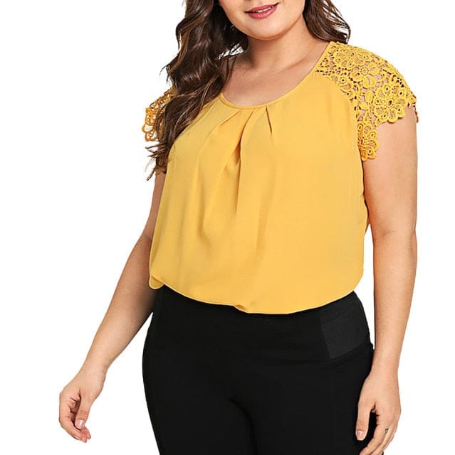 Fashion Plus Size Floral Lace Blouse