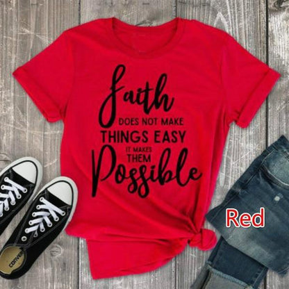 Faith Possible Letter Print T Shirt