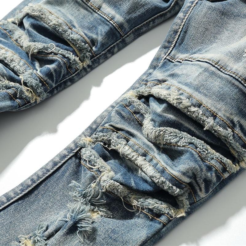 Mens Distressed Ripped Slim Fit Jeans