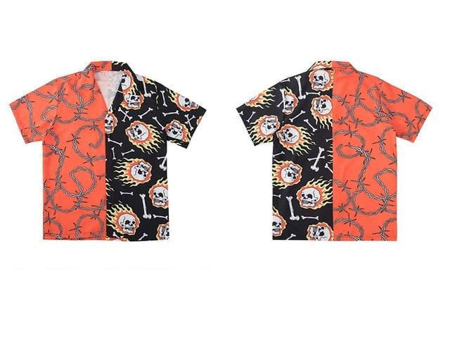 Skull Chain Bone Print Polo Shirt