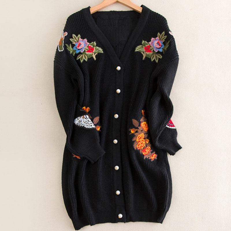 Women Embroidery Long Cardigan